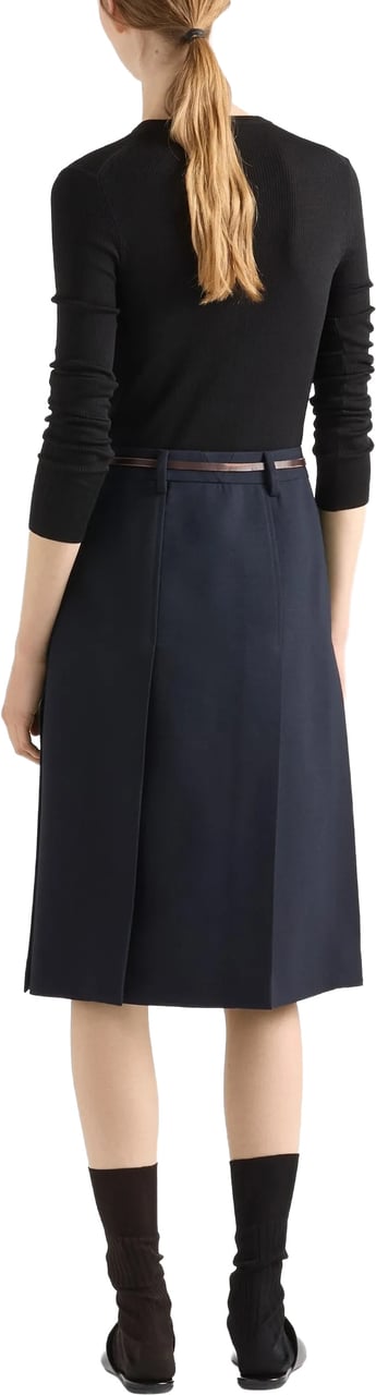 Prada Black Superfine Wool Ribbed Cardigan Zwart