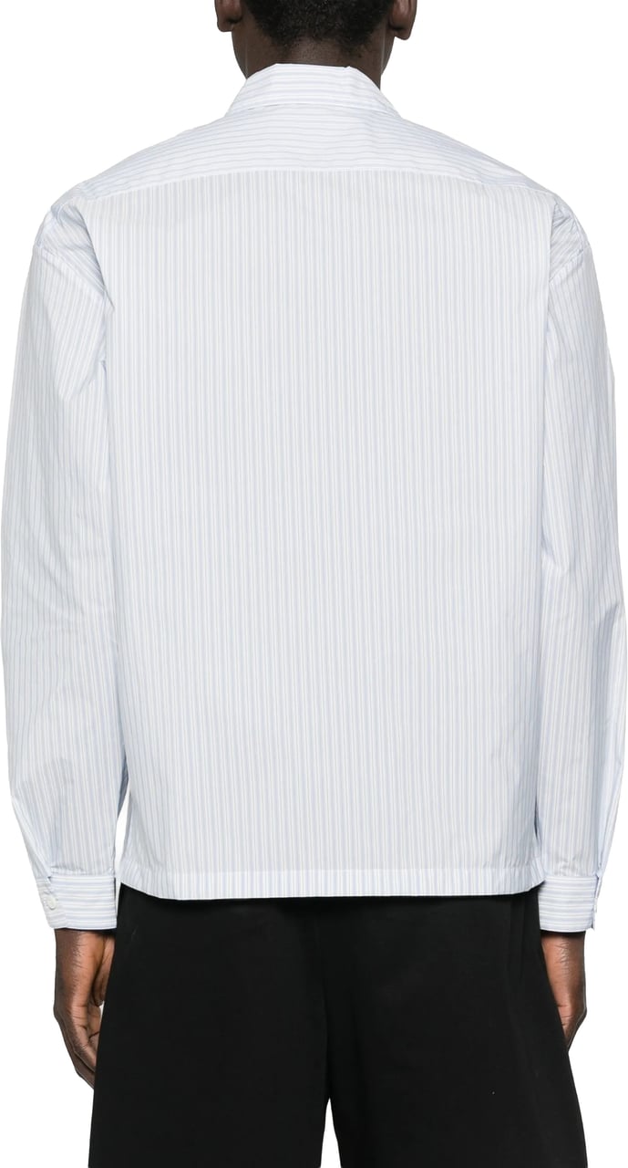 Prada Zip-Up Vertical Stripe Shirt Wit