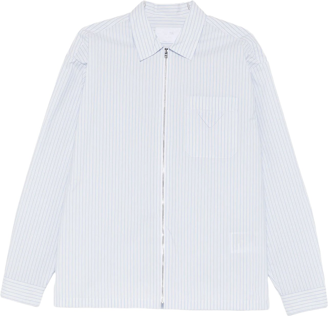 Prada Zip-Up Vertical Stripe Shirt Wit