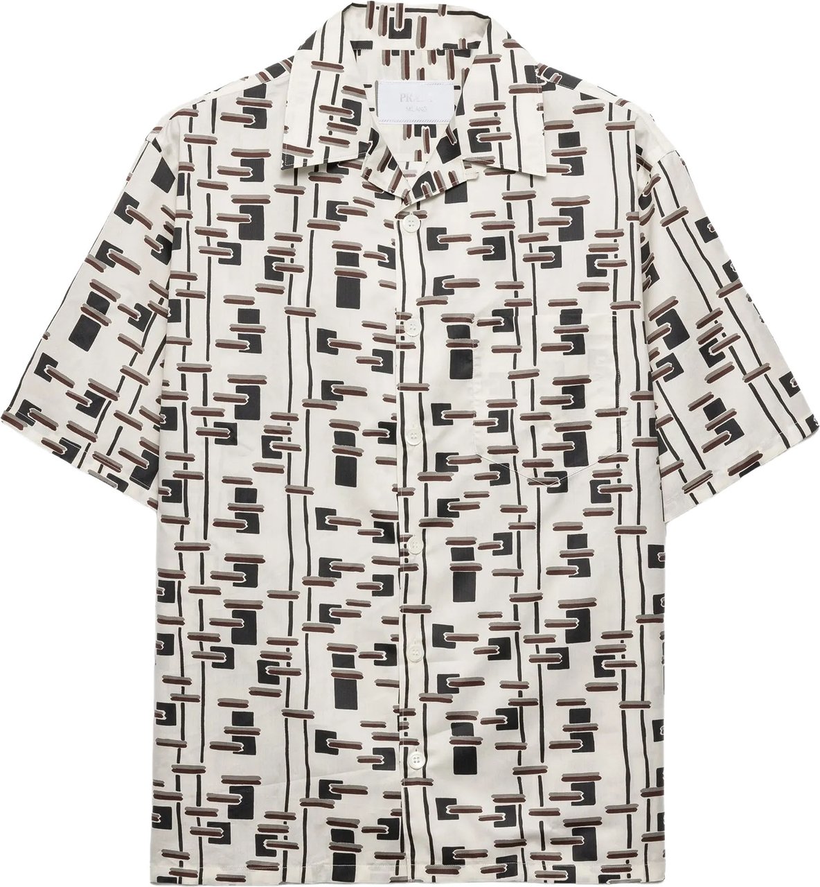 Prada Black/Brown Abstract Geometric Shirt Grijs
