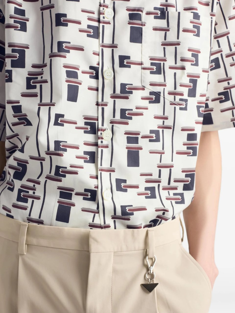Prada Black/Brown Abstract Geometric Shirt Grijs