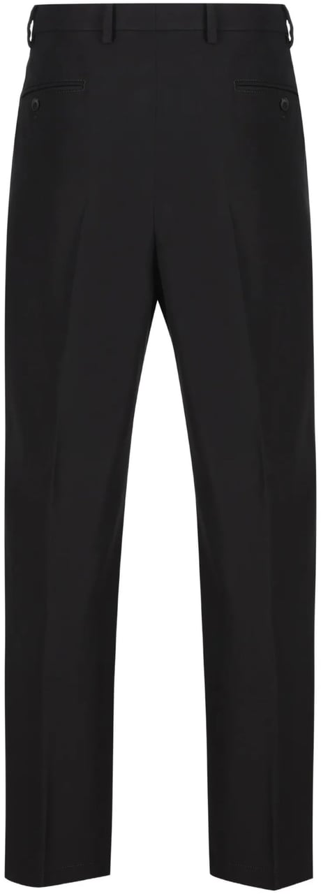 Prada Black Pantalone Tailored Straight-Leg Fabric Pants Zwart