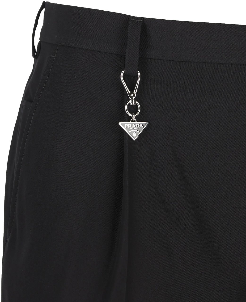 Prada Black Pantalone Tailored Straight-Leg Fabric Pants Zwart