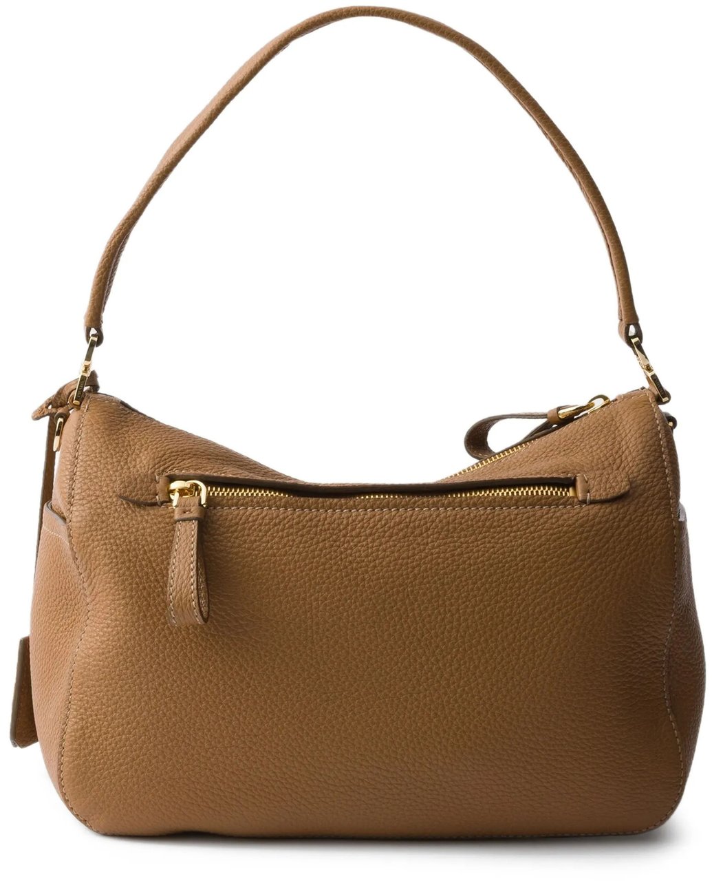 Prada Rich Brown Sacca Pebbled Handbag Bruin