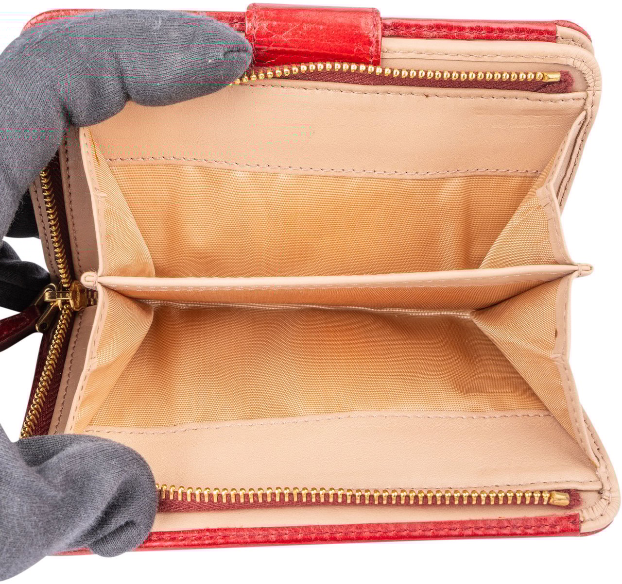 Prada Prada Red Leather Clip Wallet Rood