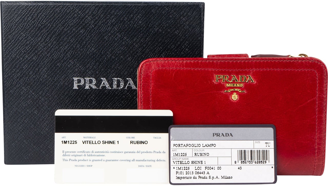 Prada Prada Red Leather Clip Wallet Rood