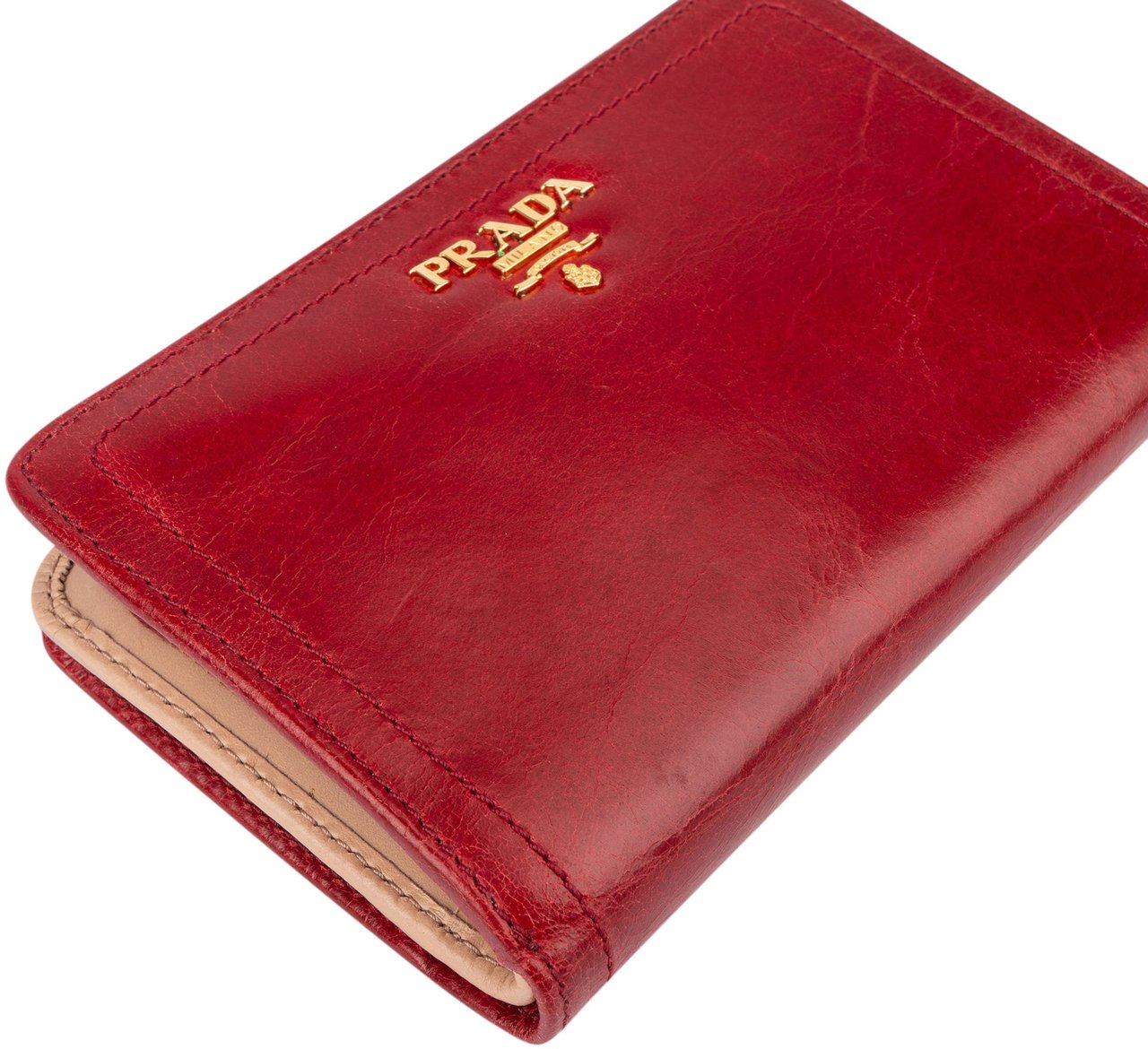 Prada Prada Red Leather Clip Wallet Rood