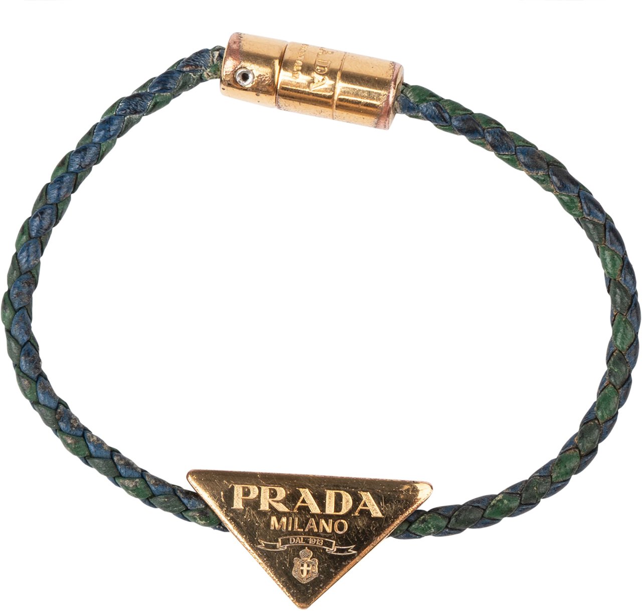 Prada Prada  Braided Leather Triangle Blauw