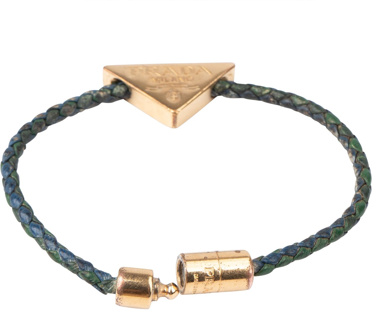 Prada Prada  Braided Leather Triangle Blauw