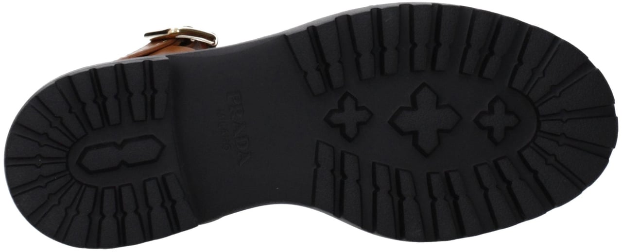 Prada Brown Leather Platform Sandals Bruin