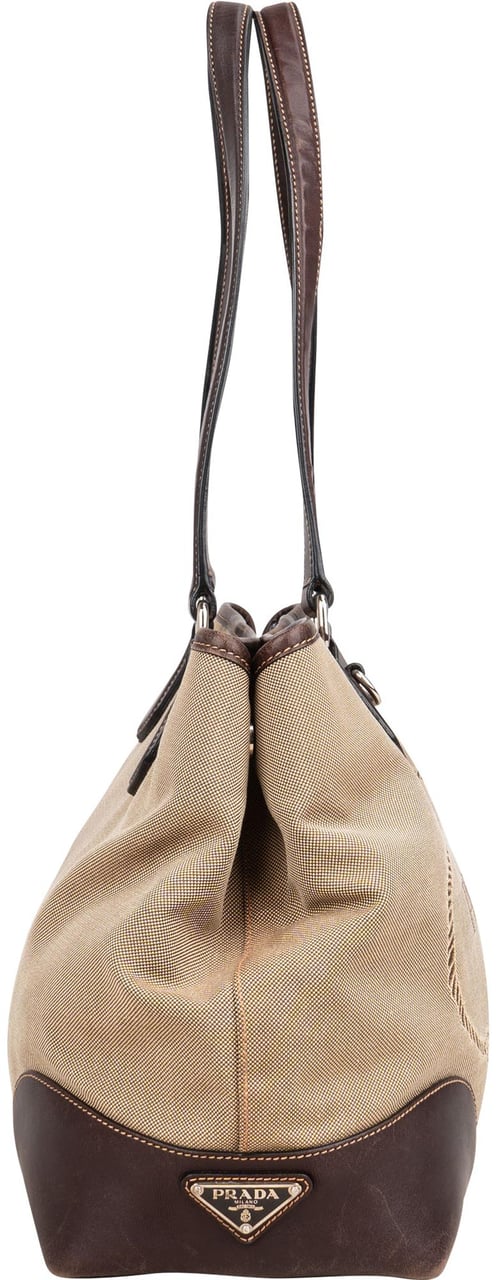 Prada Prada Jacquard Triangle Shoulder Bag Beige