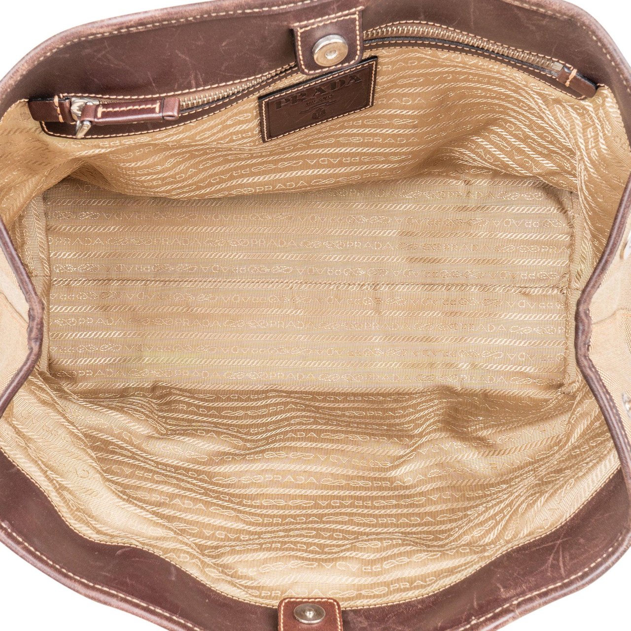 Prada Prada Jacquard Triangle Shoulder Bag Beige