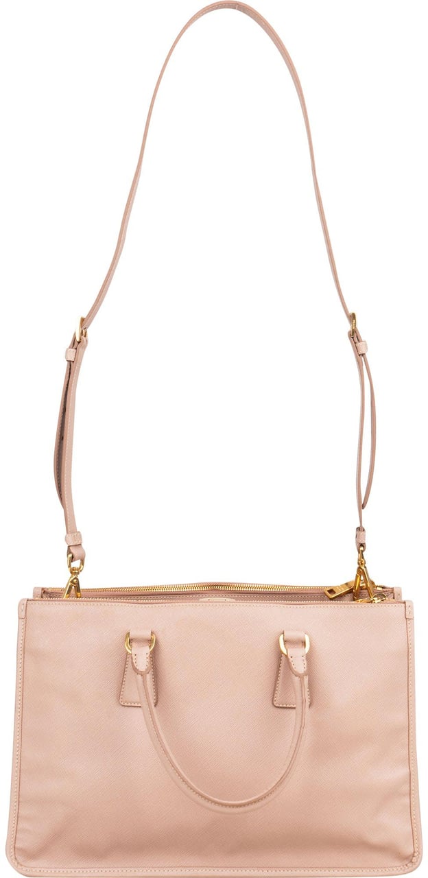 Prada Prada Pink Saffiano Leather Lux Galleria Handbag Rood