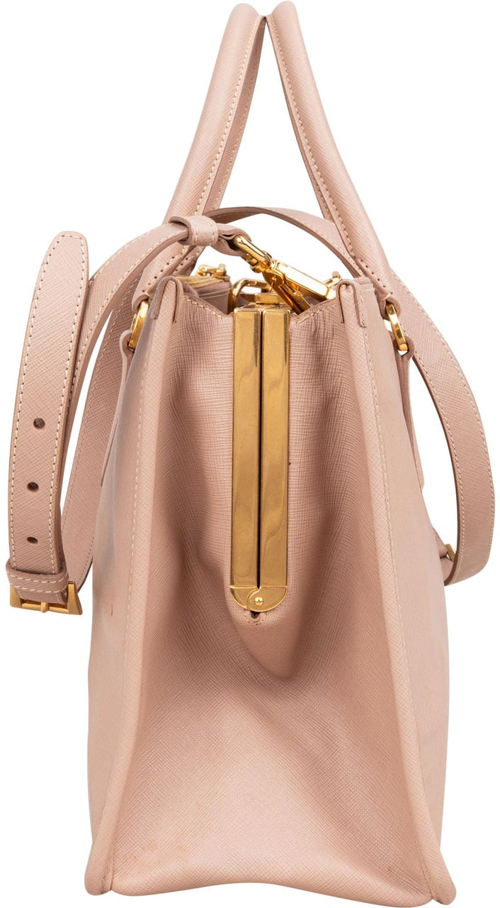 Prada Prada Pink Saffiano Leather Lux Galleria Handbag Rood