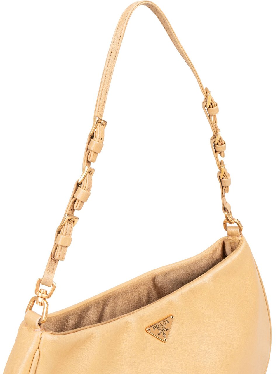 Prada Calfskin Mini Logo Handbag Beige