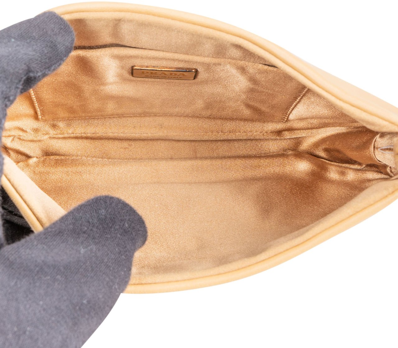 Prada Calfskin Mini Logo Handbag Beige