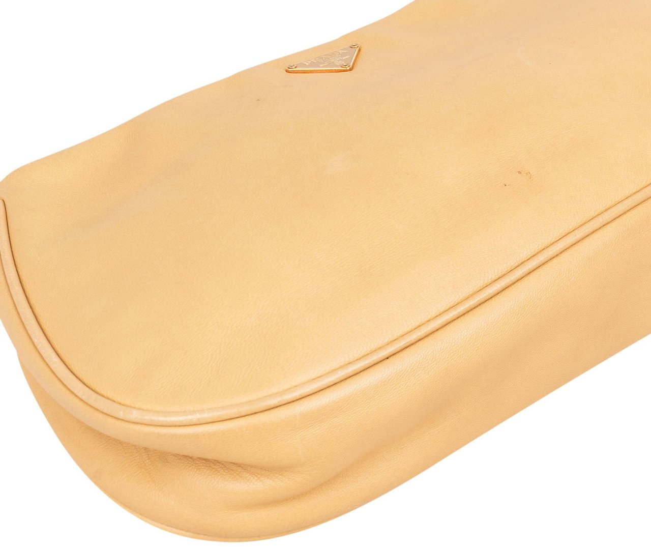Prada Calfskin Mini Logo Handbag Beige