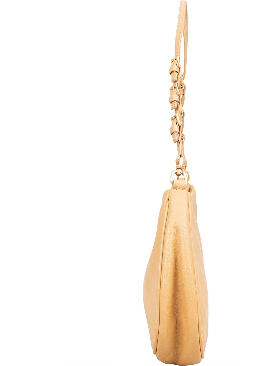 Prada Calfskin Mini Logo Handbag Beige