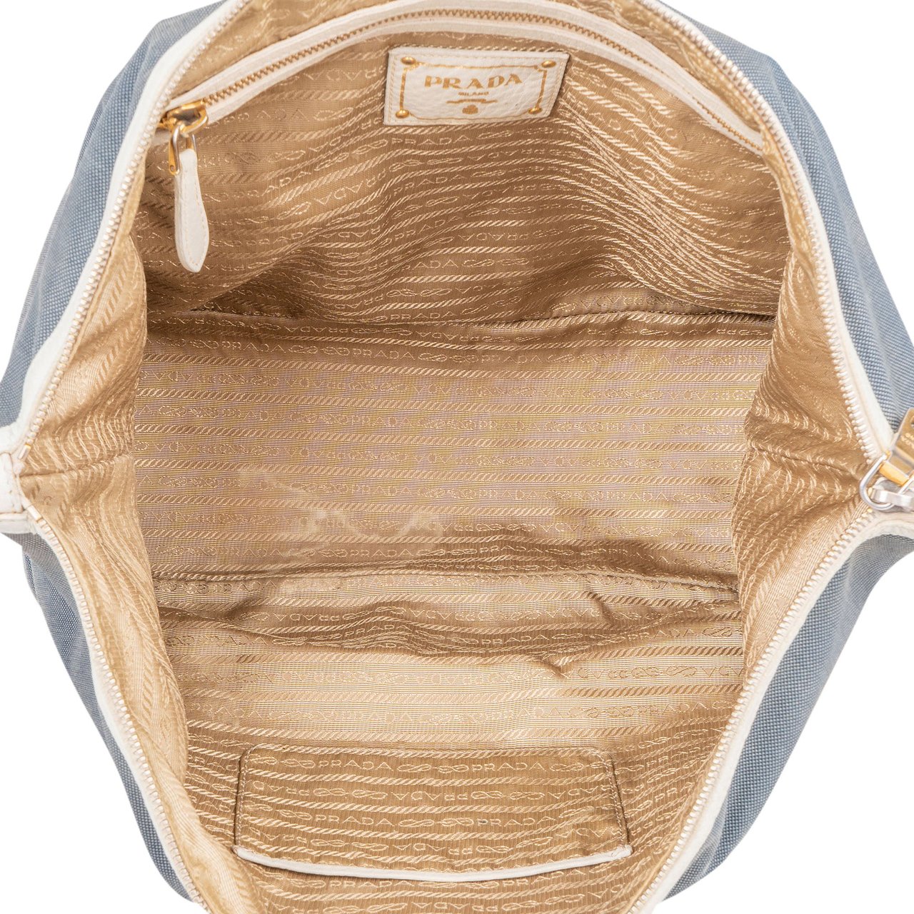 Prada Prada Blue Jacquard City Shoulder Bag Blauw