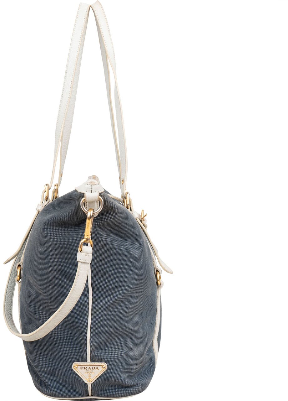 Prada Prada Blue Jacquard City Shoulder Bag Blauw