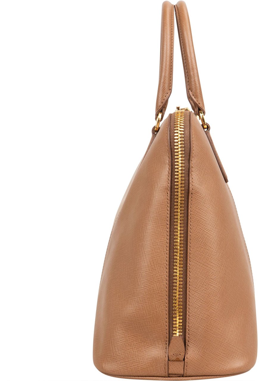 Prada Prada Bicolor Brown Saffiano Leather Promenade Handbag Beige