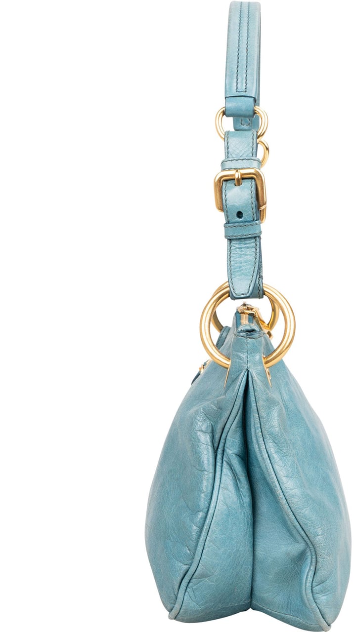 Prada Prada Leather Vitello City Shoulder Bag Blauw