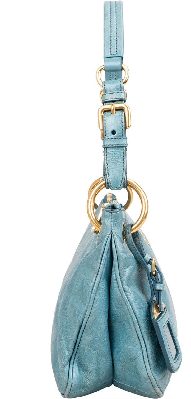 Prada Prada Leather Vitello City Shoulder Bag Blauw