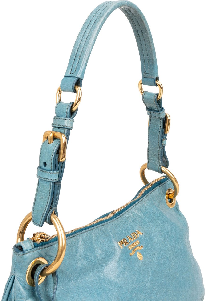 Prada Prada Leather Vitello City Shoulder Bag Blauw