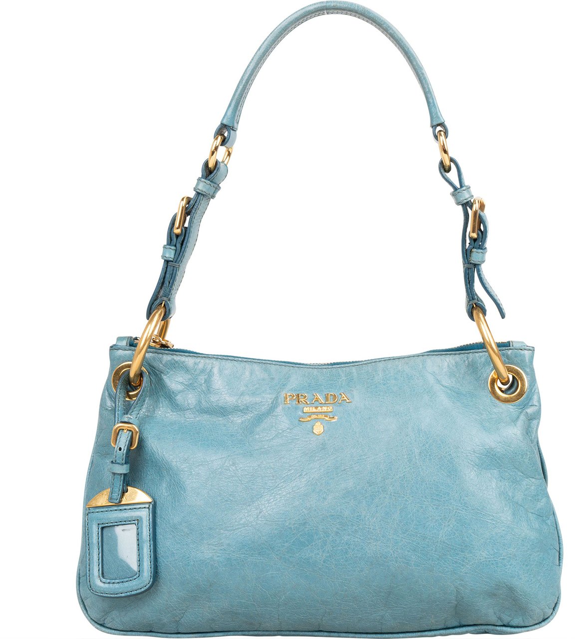 Prada Prada Leather Vitello City Shoulder Bag Blauw