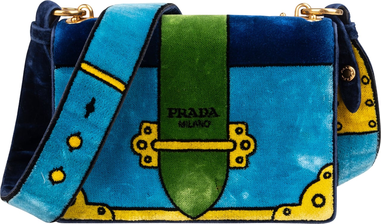 Prada Velvet FW17 Trompe Lóeil Crossbody Bag Blauw