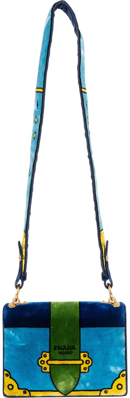 Prada Velvet FW17 Trompe Lóeil Crossbody Bag Blauw