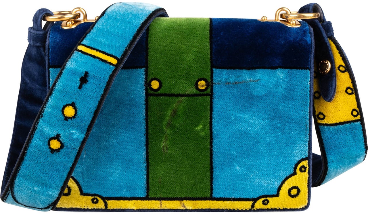 Prada Velvet FW17 Trompe Lóeil Crossbody Bag Blauw