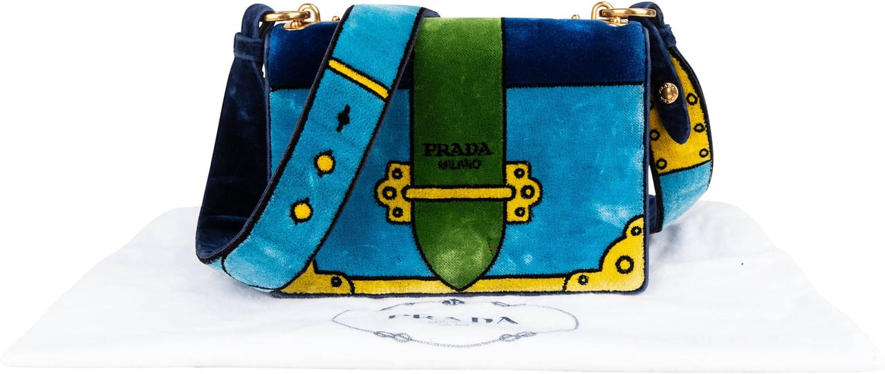 Prada Velvet FW17 Trompe Lóeil Crossbody Bag Blauw