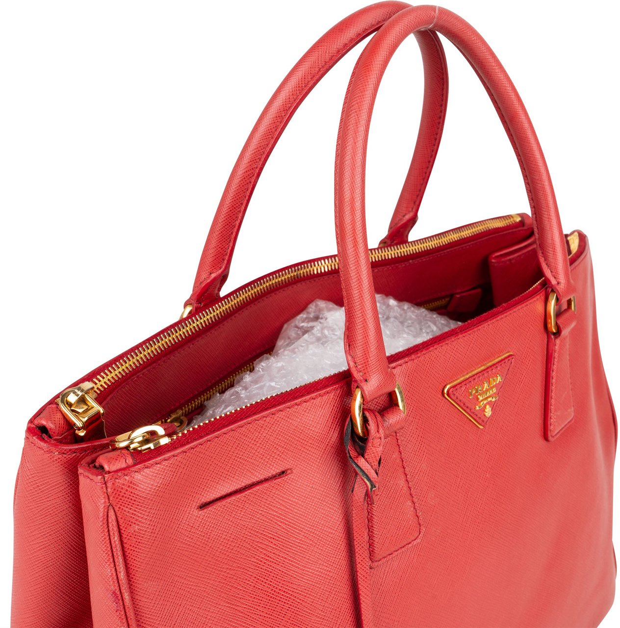 Prada Red Saffiano Leather Galleria Handbag Rood