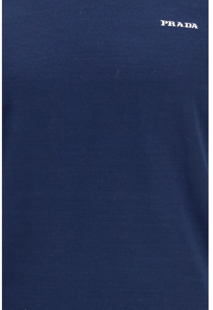 Prada Blue Cotton T-Shirt Blauw