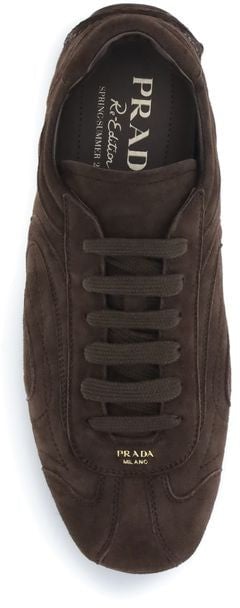 Prada Brown Calf Leather Bos Taurus Athletic Sneakers Bruin