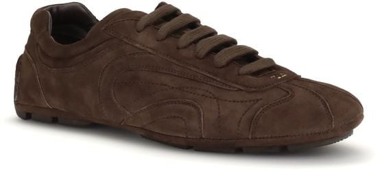 Prada Brown Calf Leather Bos Taurus Athletic Sneakers Bruin
