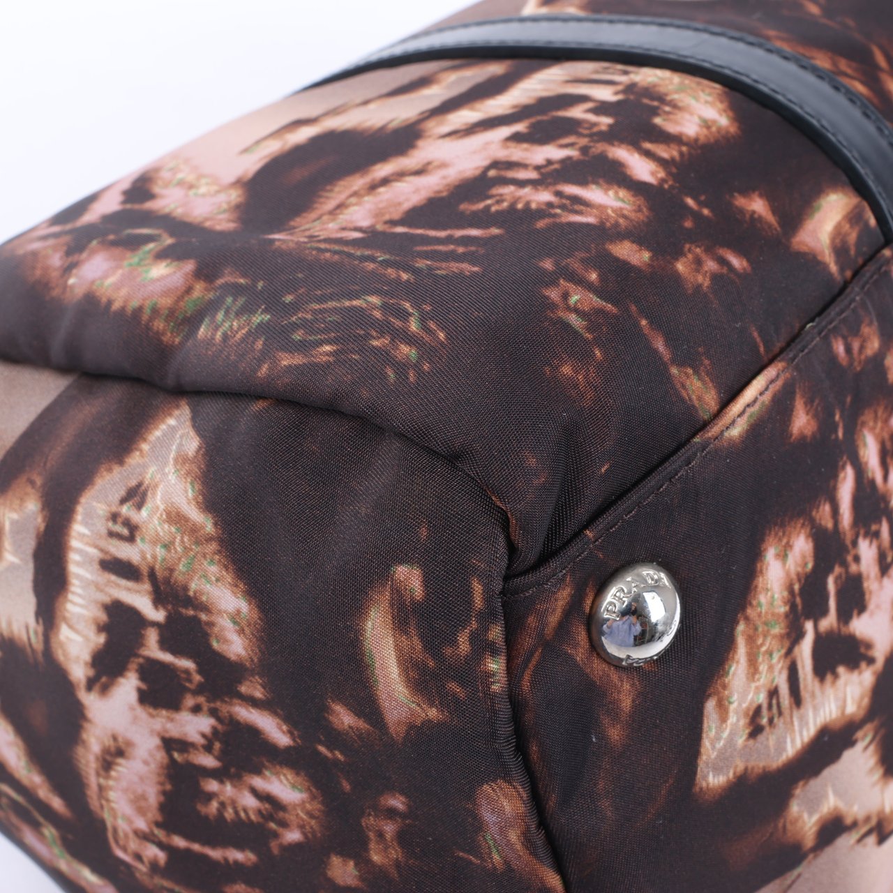 Prada Prada Tessuto Stampato Nylon & Leather 2Way Handag in Black x Purple BL0922 Divers