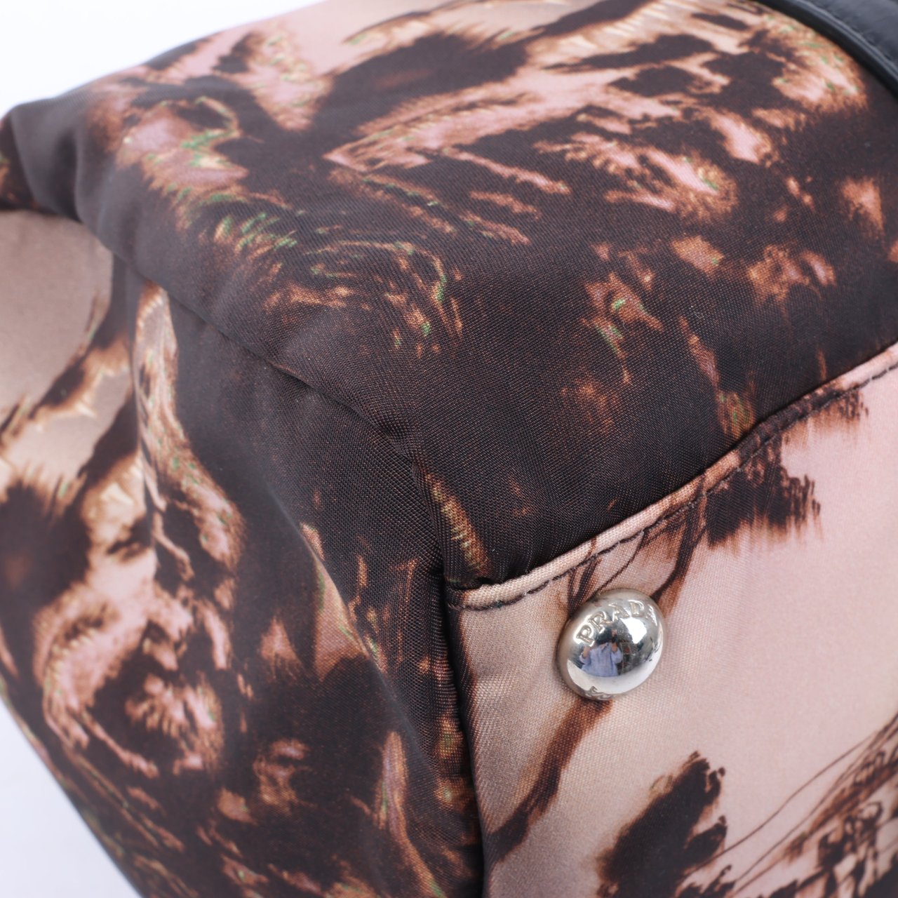 Prada Prada Tessuto Stampato Nylon & Leather 2Way Handag in Black x Purple BL0922 Divers