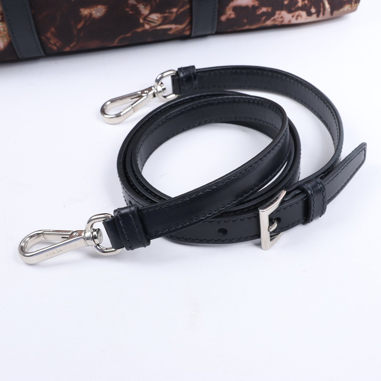 Prada Prada Tessuto Stampato Nylon & Leather 2Way Handag in Black x Purple BL0922 Divers