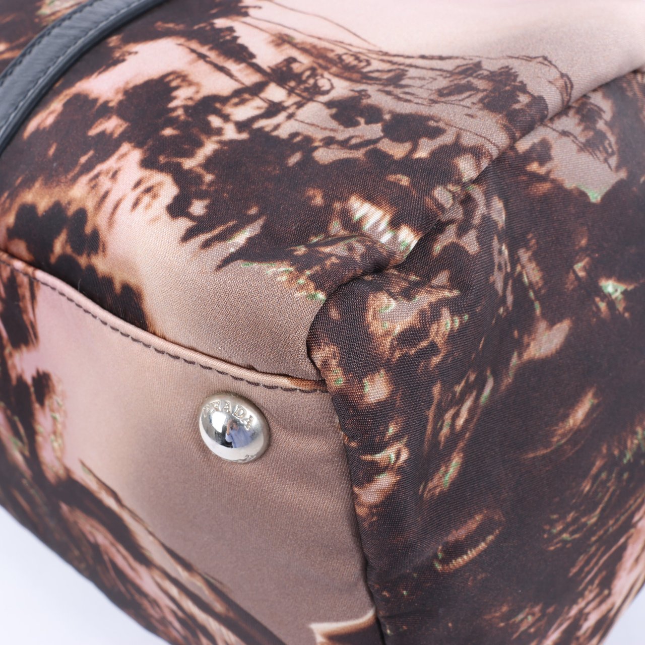 Prada Prada Tessuto Stampato Nylon & Leather 2Way Handag in Black x Purple BL0922 Divers