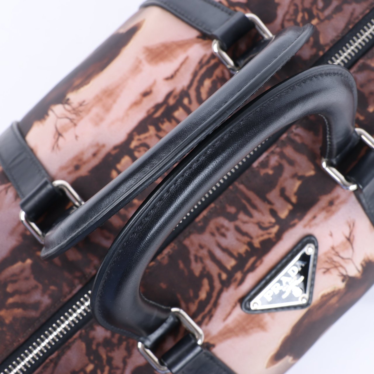 Prada Prada Tessuto Stampato Nylon & Leather 2Way Handag in Black x Purple BL0922 Divers