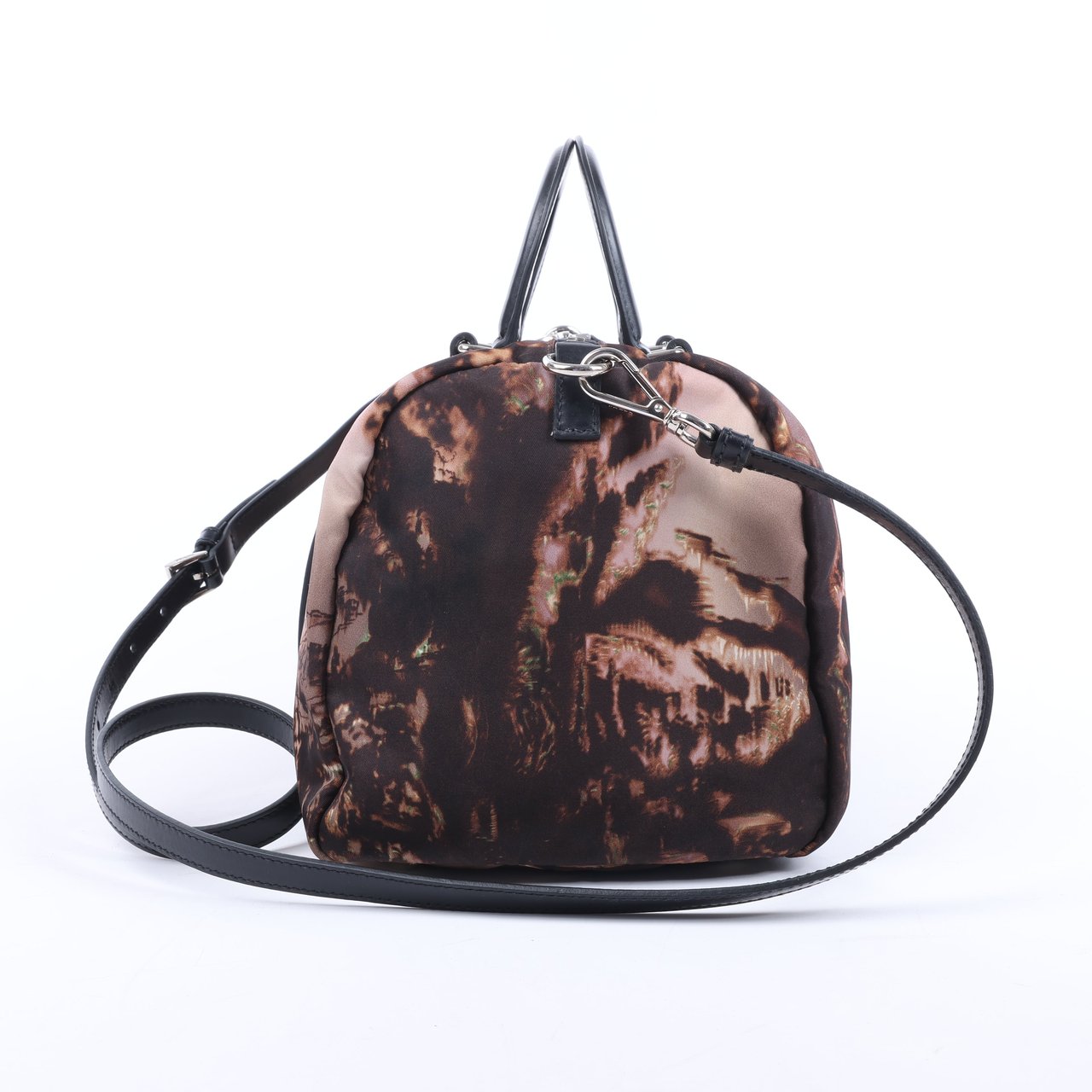 Prada Prada Tessuto Stampato Nylon & Leather 2Way Handag in Black x Purple BL0922 Divers