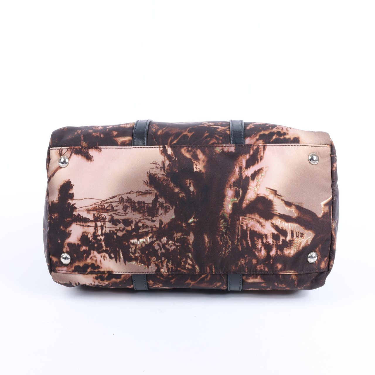 Prada Prada Tessuto Stampato Nylon & Leather 2Way Handag in Black x Purple BL0922 Divers