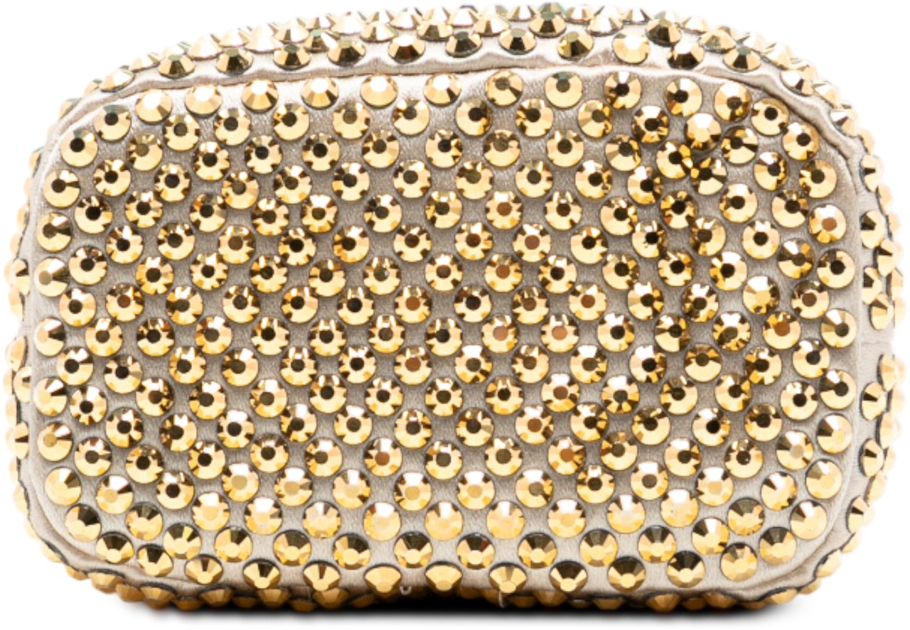 Prada Mini Re Nylon Crystal Embellished Drawstring Bucket Bag Goud