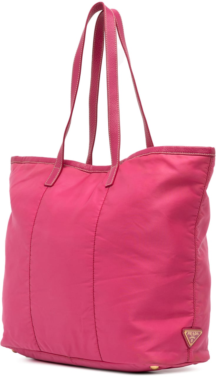 Prada Tessuto Canapa Logo Tote Roze