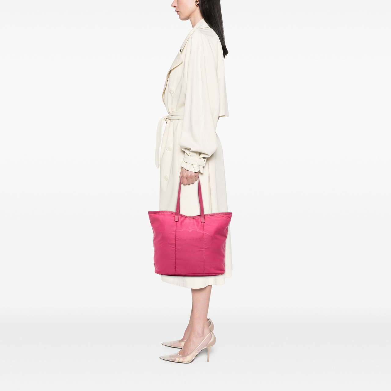 Prada Tessuto Canapa Logo Tote Roze