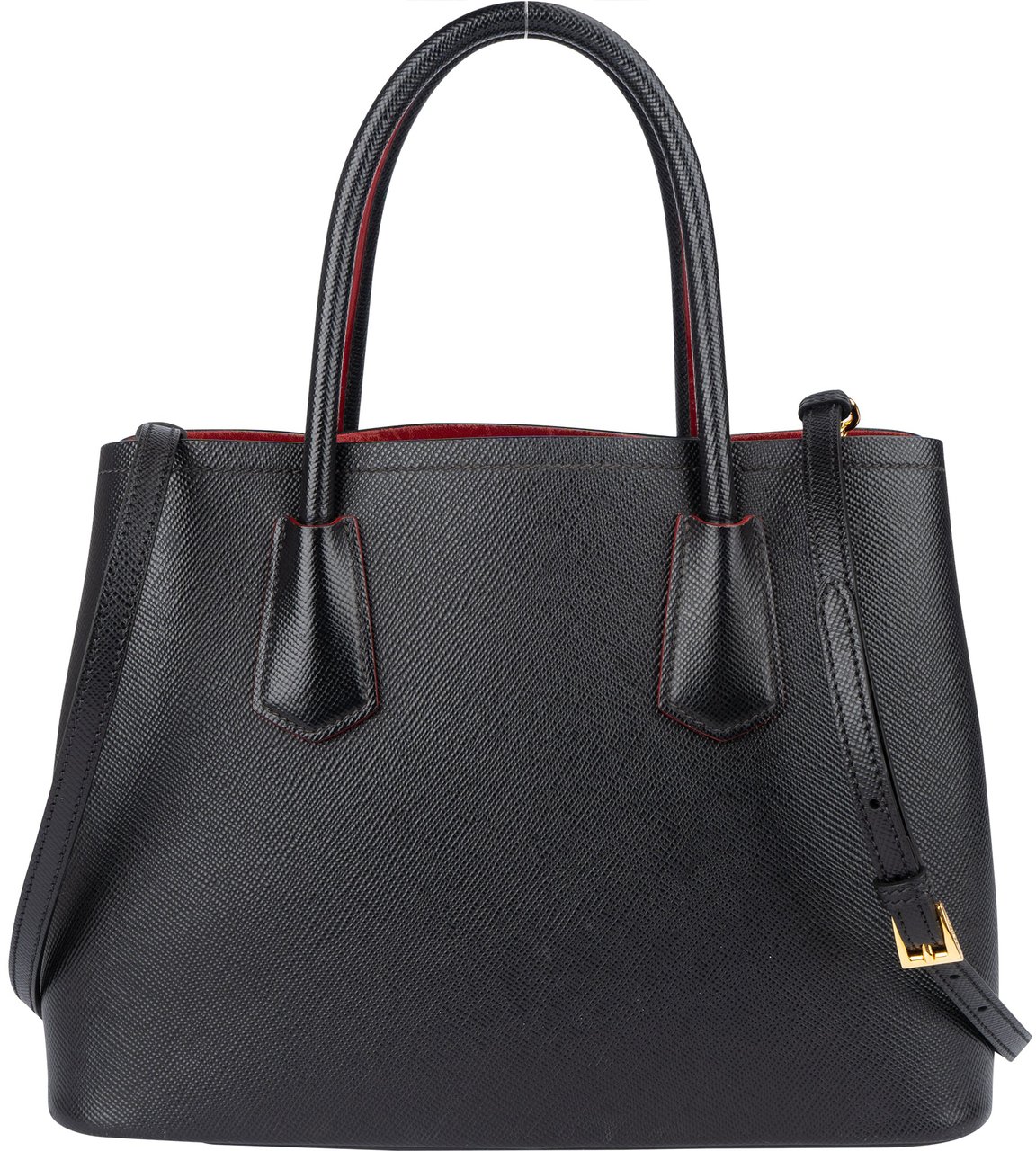 Prada Prada Saffiano Leather Double Handbag Zwart