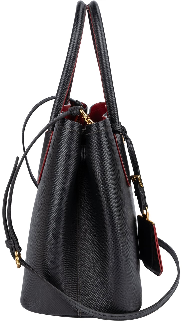 Prada Prada Saffiano Leather Double Handbag Zwart