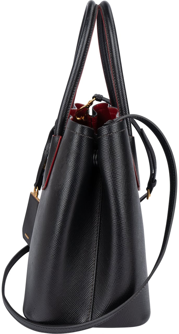 Prada Prada Saffiano Leather Double Handbag Zwart
